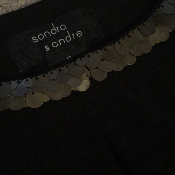 Black Tank with Gold Sequined Neckline- Size S - Picture 3 of 3